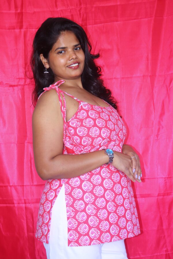 Saanvi short kurti with shoulder tie strap