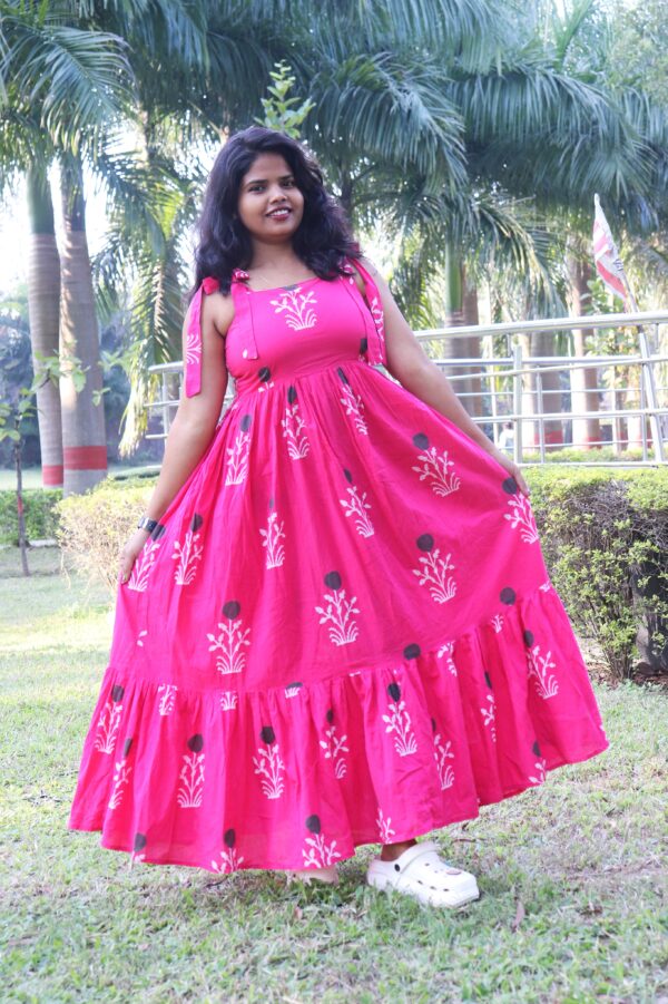 Anika, pink maxi dress with shoulder strap