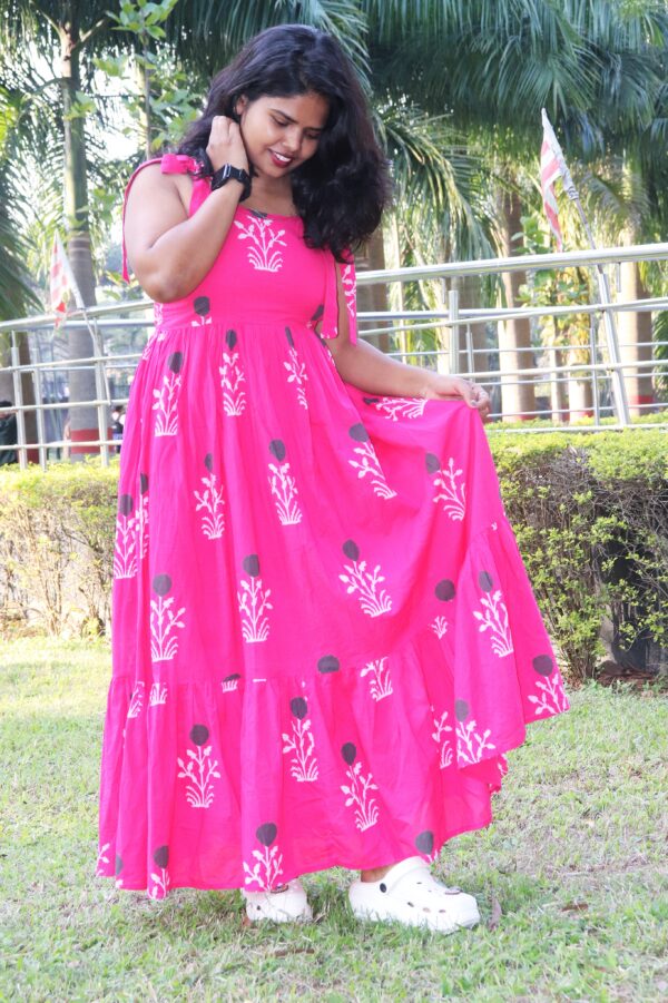 Anika, pink maxi dress with shoulder strap